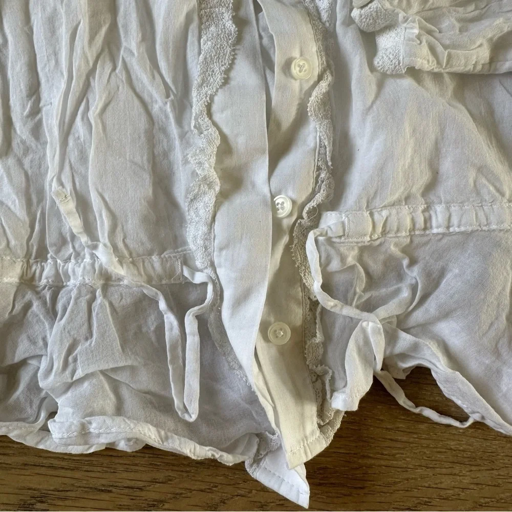J. Crew Lace-trim cinched-waist top in cotton voile White S